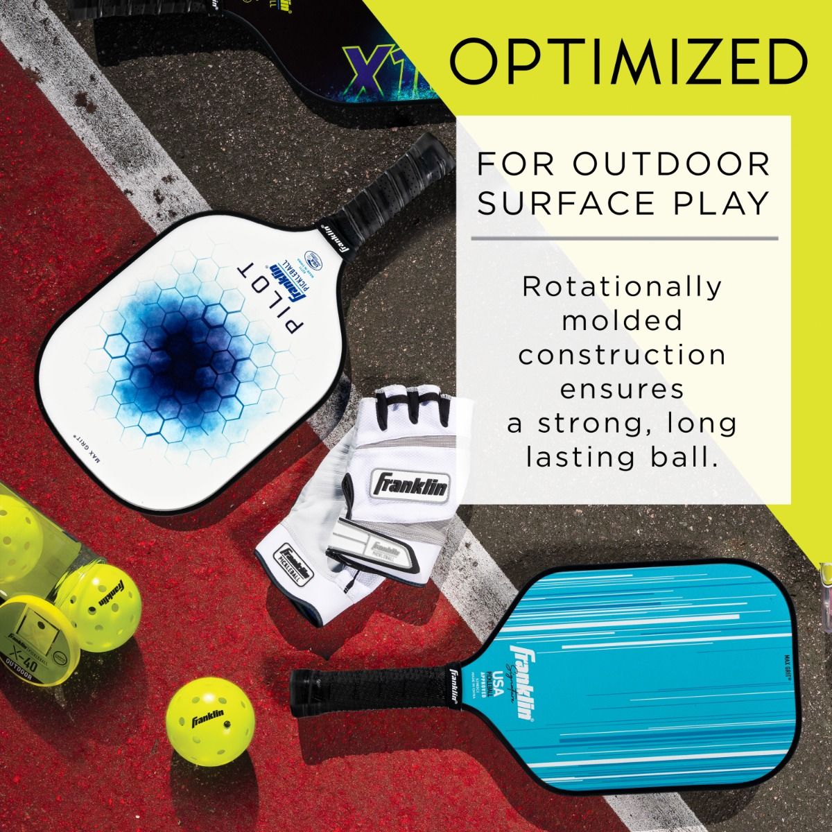 Franklin X-40 Outdoor Pickleball, close-up